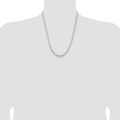 Sterling Silver Rhodium-plated 4.5mm Concave Beveled Curb Chain