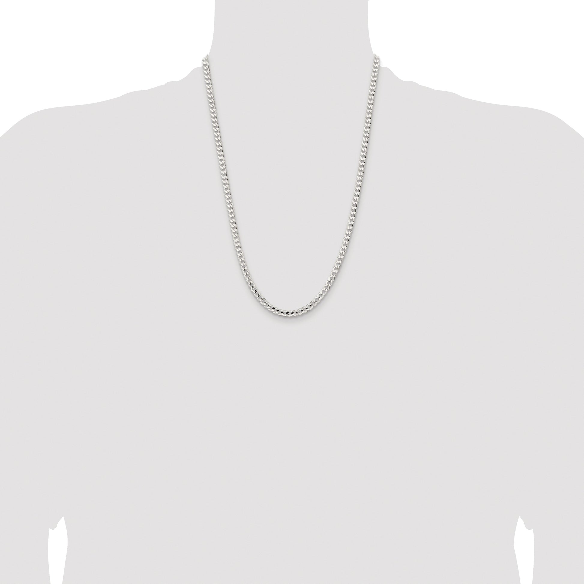 Sterling Silver Rhodium-plated 4.5mm Concave Beveled Curb Chain