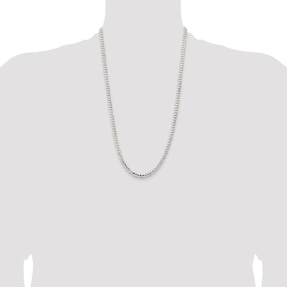 Sterling Silver Rhodium-plated 4.5mm Concave Beveled Curb Chain