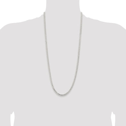 Sterling Silver Rhodium-plated 4.5mm Concave Beveled Curb Chain