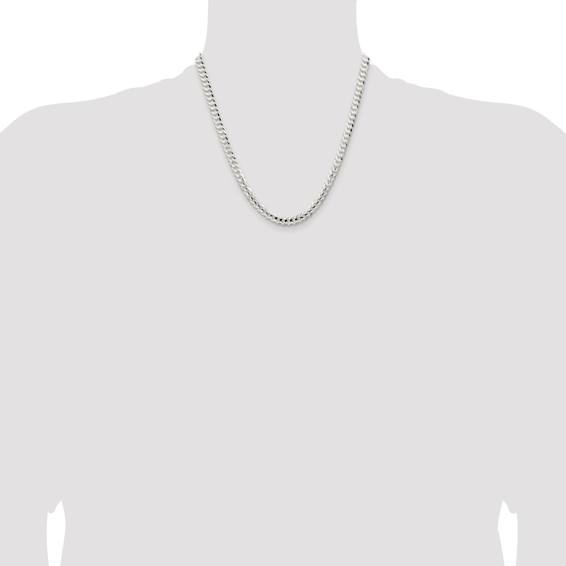 Sterling Silver 5.65mm Concave Beveled Curb Chain