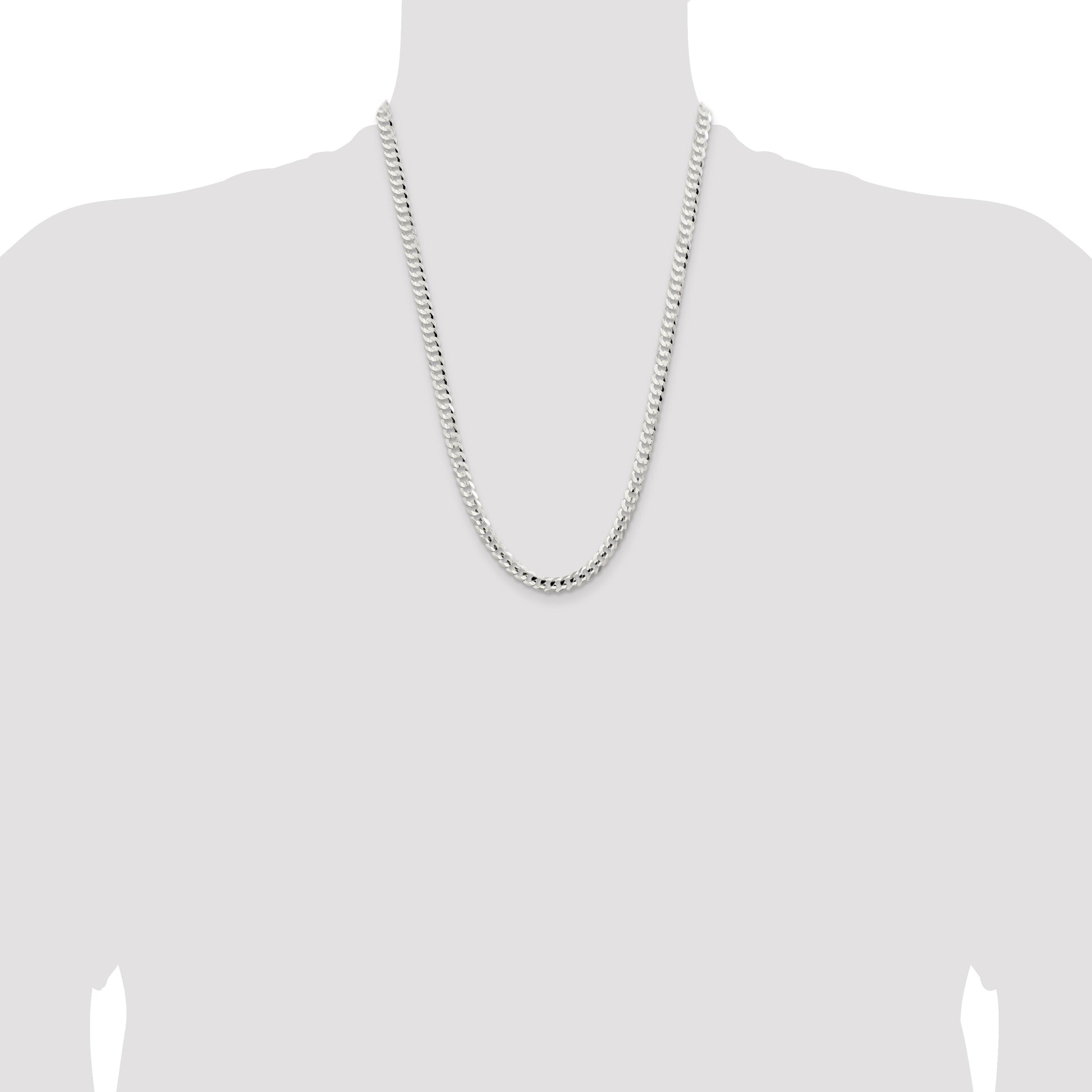 Sterling Silver 5.65mm Concave Beveled Curb Chain