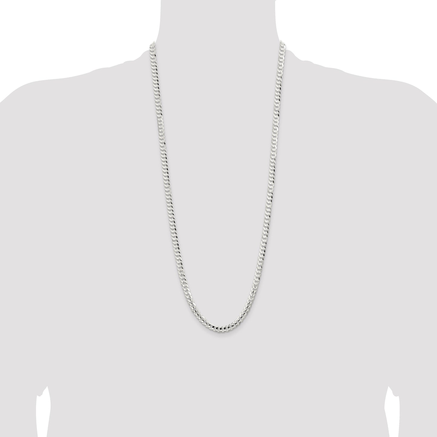 Sterling Silver 5.65mm Concave Beveled Curb Chain