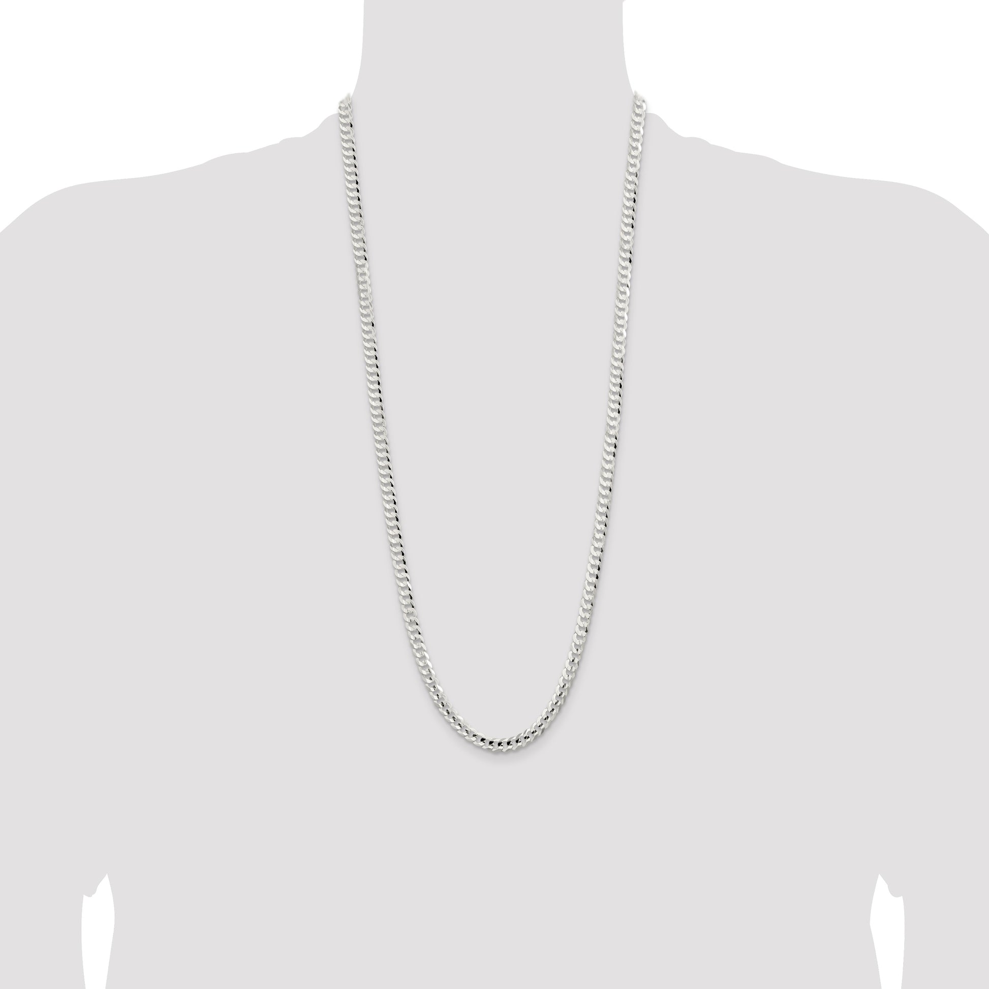 Sterling Silver 5.65mm Concave Beveled Curb Chain