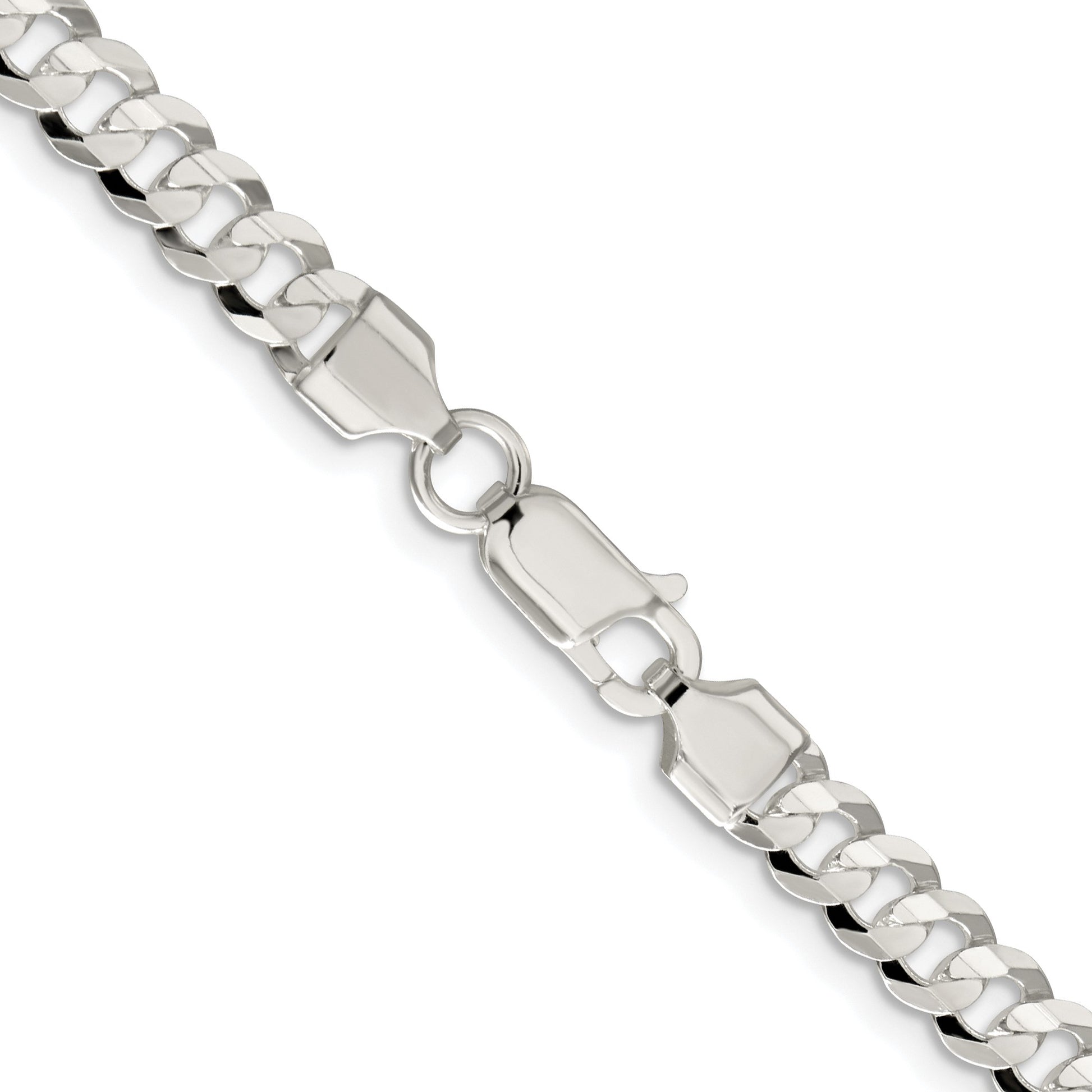 Sterling Silver Rhodium-plated 5.65mm Concave Beveled Curb Chain