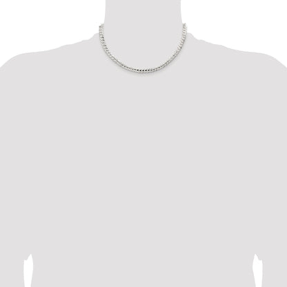 Sterling Silver Rhodium-plated 5.65mm Concave Beveled Curb Chain