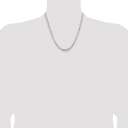 Sterling Silver Rhodium-plated 5.65mm Concave Beveled Curb Chain