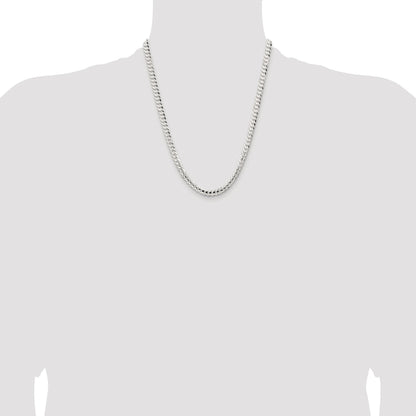 Sterling Silver Rhodium-plated 5.65mm Concave Beveled Curb Chain