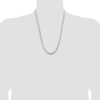 Sterling Silver Rhodium-plated 5.65mm Concave Beveled Curb Chain