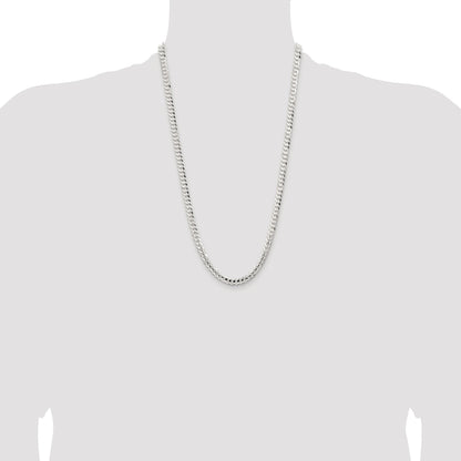 Sterling Silver Rhodium-plated 5.65mm Concave Beveled Curb Chain
