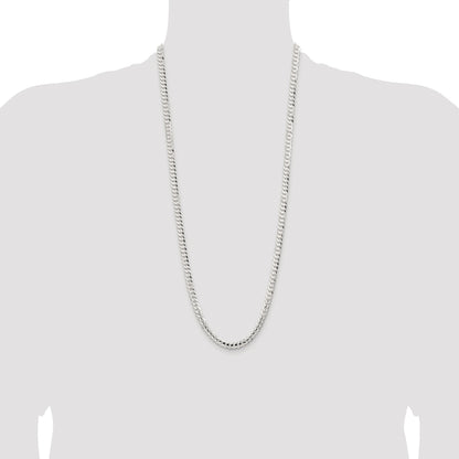 Sterling Silver Rhodium-plated 5.65mm Concave Beveled Curb Chain