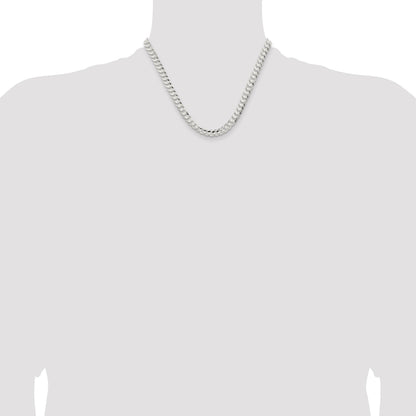 Sterling Silver 6.75mm Concave Beveled Curb Chain