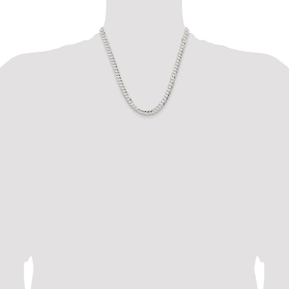 Sterling Silver 6.75mm Concave Beveled Curb Chain