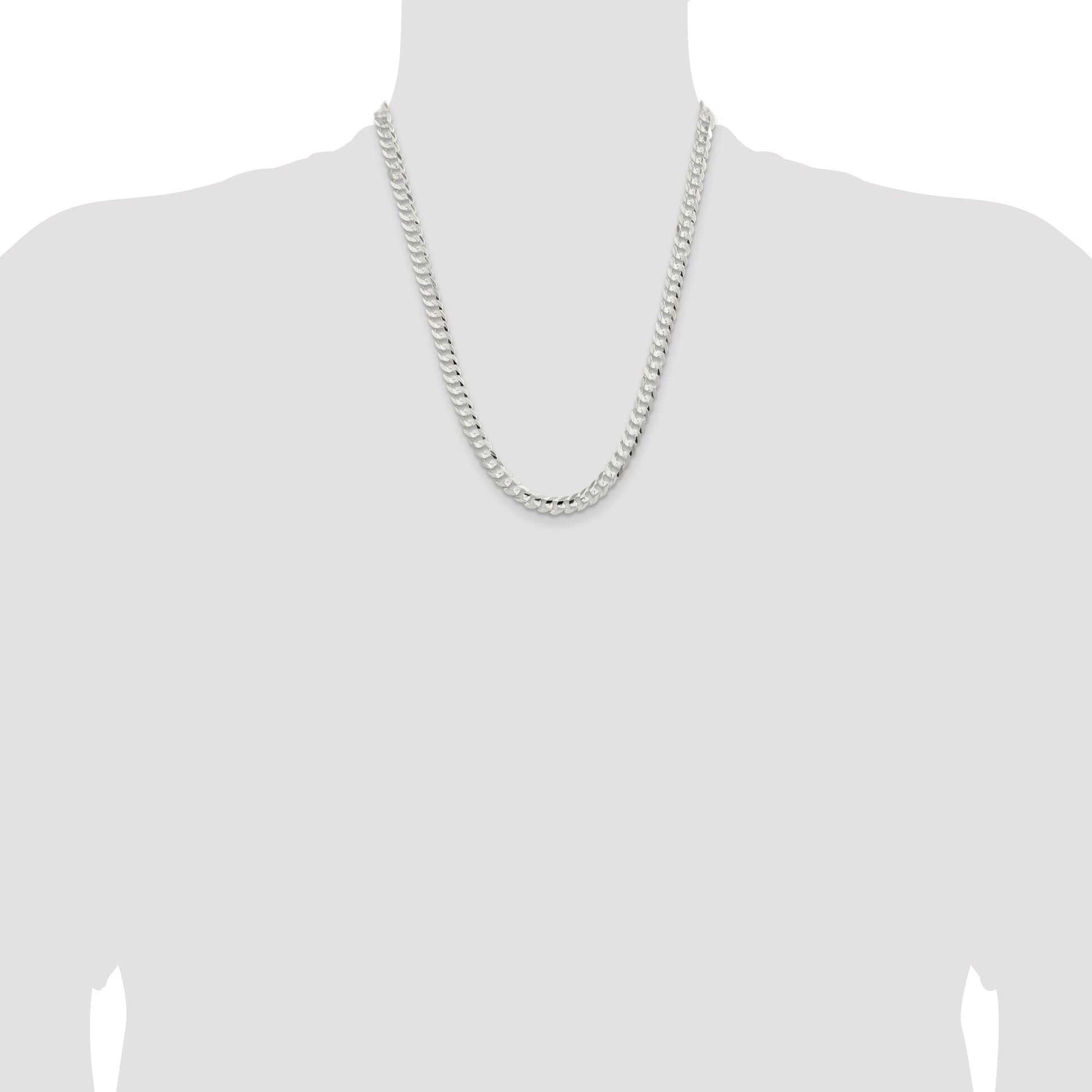 Sterling Silver 6.75mm Concave Beveled Curb Chain