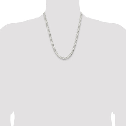 Sterling Silver 6.75mm Concave Beveled Curb Chain