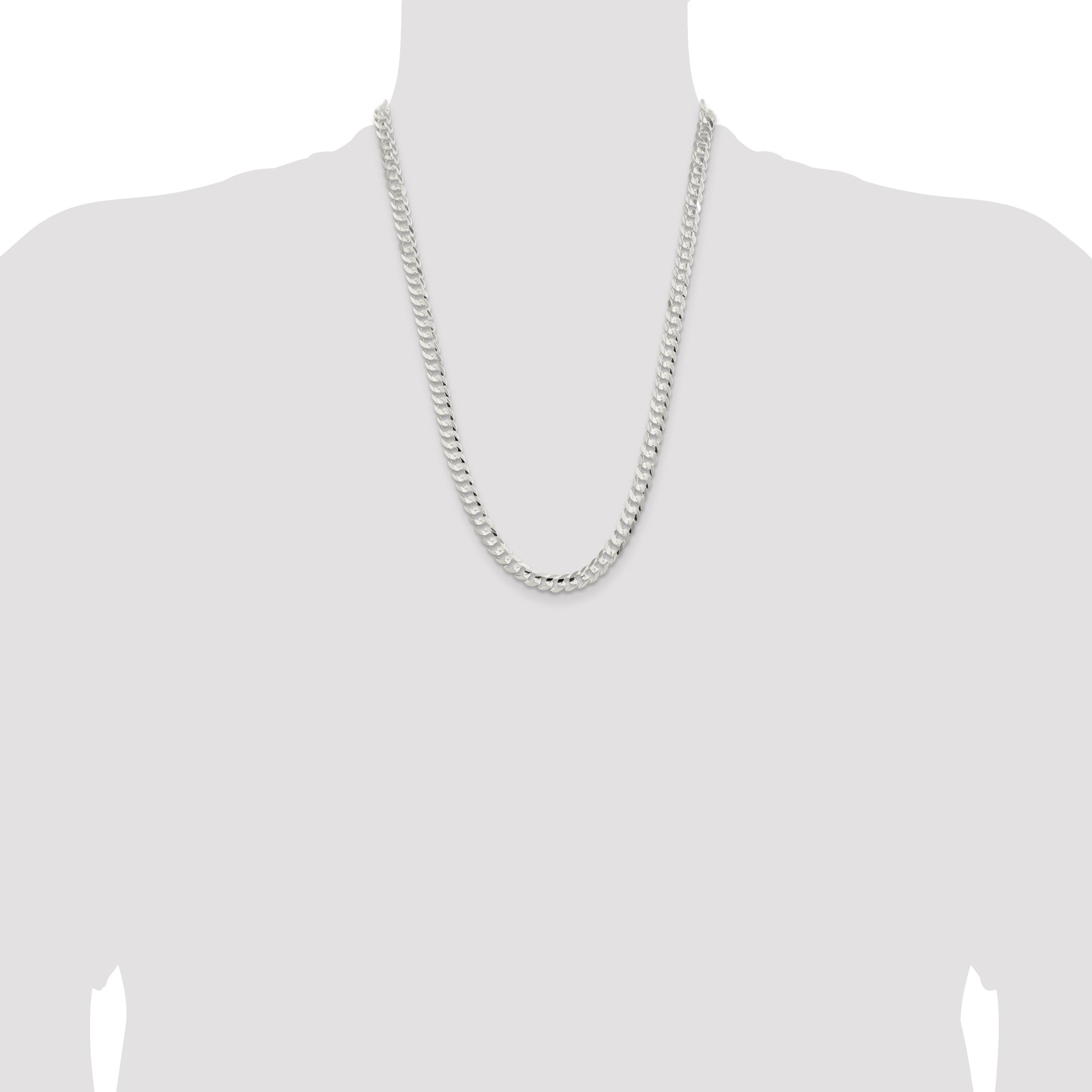 Sterling Silver 6.75mm Concave Beveled Curb Chain