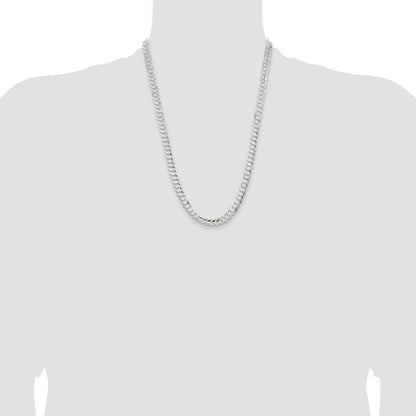 Sterling Silver 6.75mm Concave Beveled Curb Chain