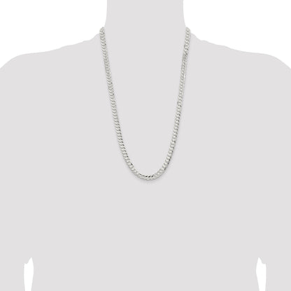 Sterling Silver 6.75mm Concave Beveled Curb Chain