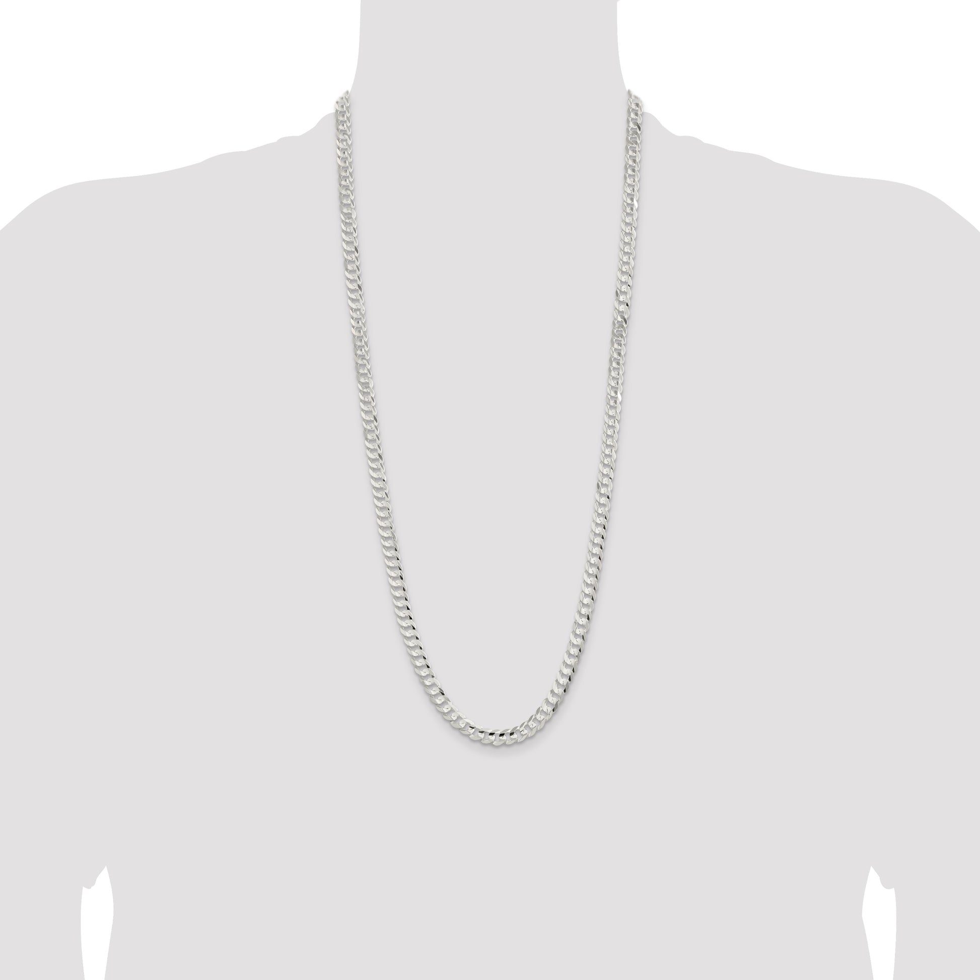 Sterling Silver 6.75mm Concave Beveled Curb Chain