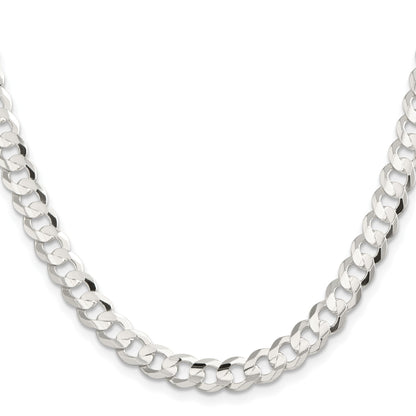 Sterling Silver 7.8mm Concave Beveled Curb Chain