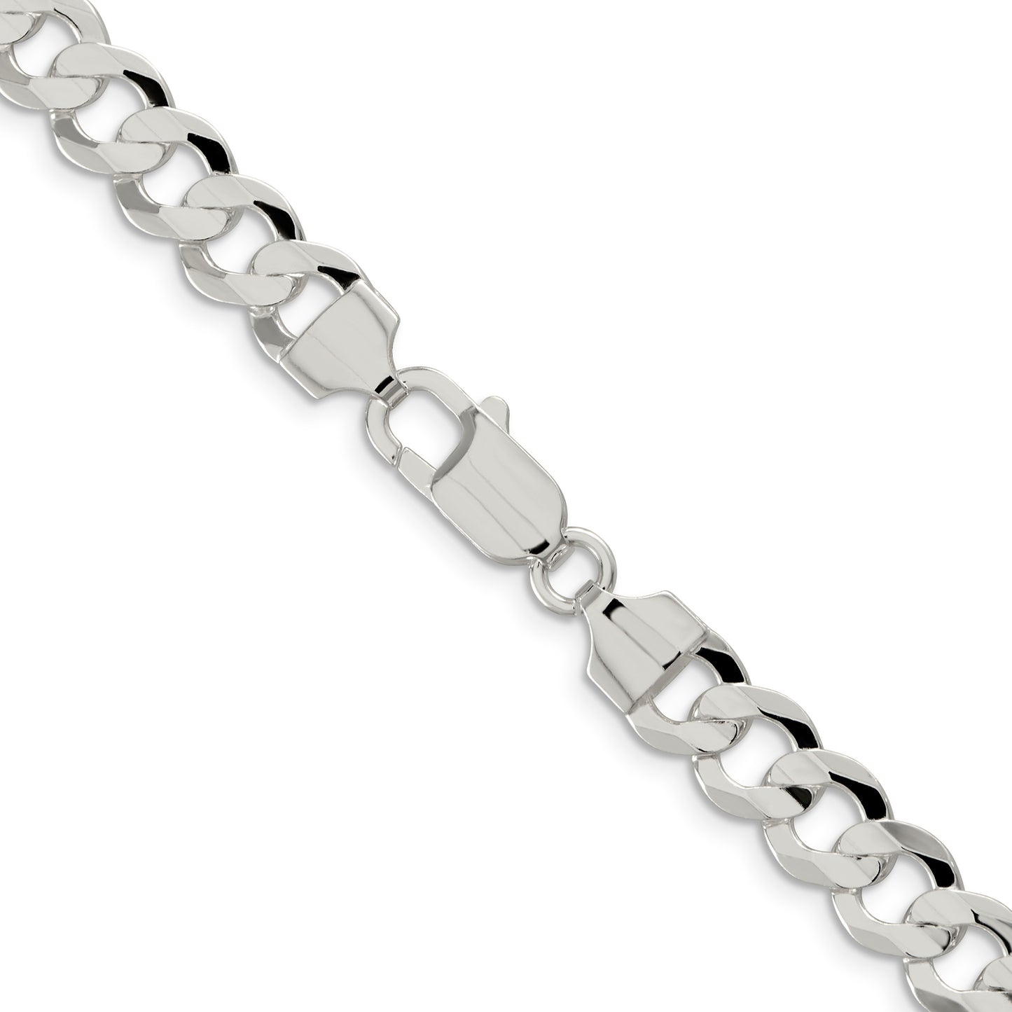 Sterling Silver 7.8mm Concave Beveled Curb Chain