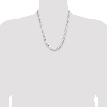 Sterling Silver 7.8mm Concave Beveled Curb Chain