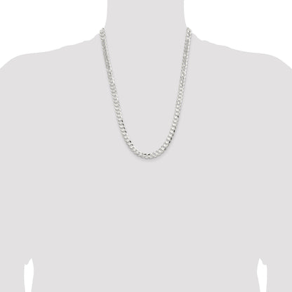 Sterling Silver 7.8mm Concave Beveled Curb Chain