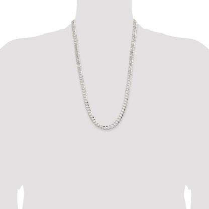Sterling Silver 7.8mm Concave Beveled Curb Chain