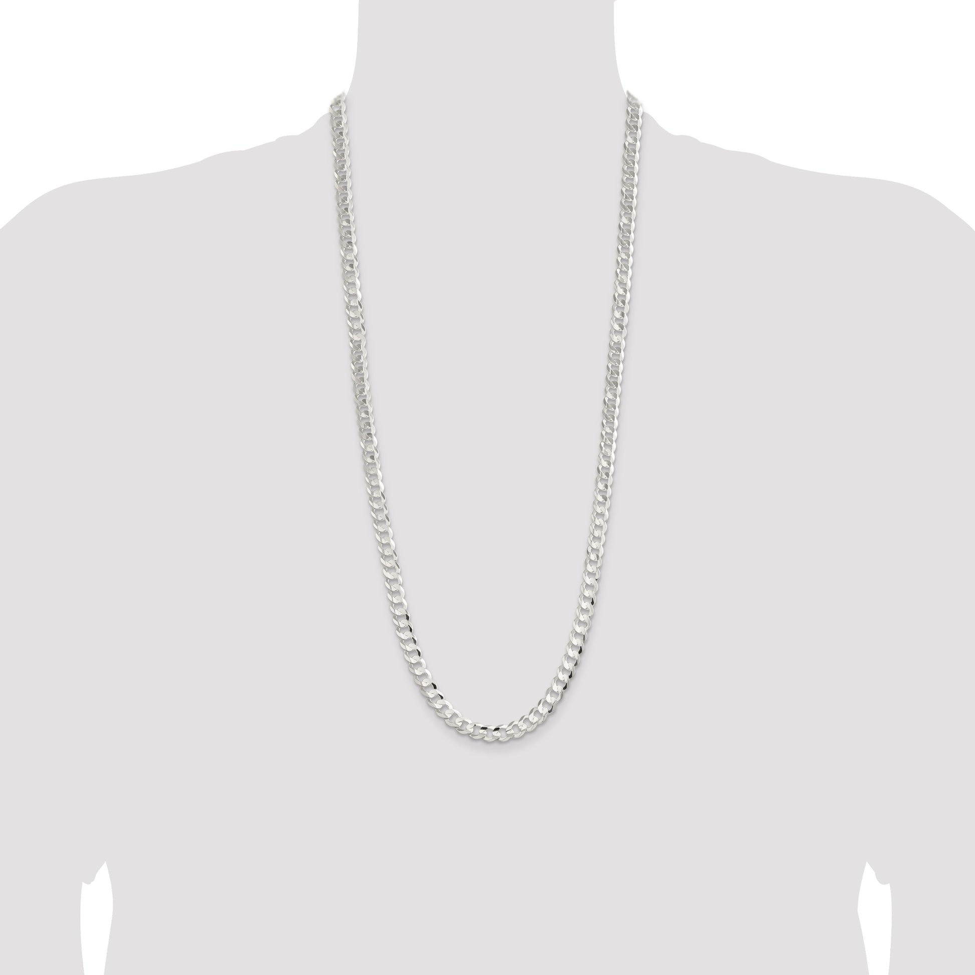 Sterling Silver 7.8mm Concave Beveled Curb Chain