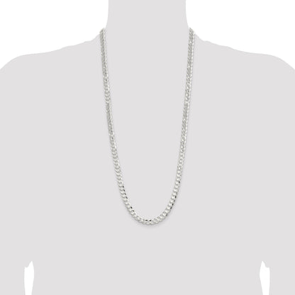 Sterling Silver 7.8mm Concave Beveled Curb Chain