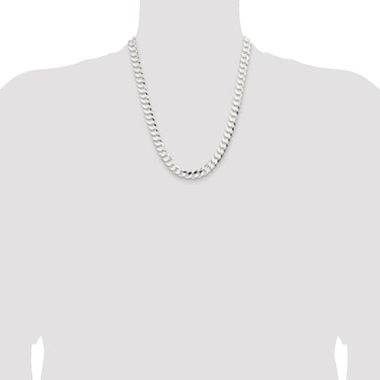 Sterling Silver 9.75mm Concave Beveled Curb Chain