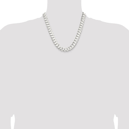 Sterling Silver 11.9mm Concave Beveled Curb Chain