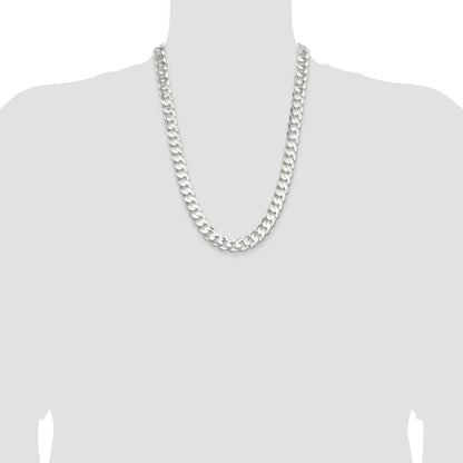 Sterling Silver 11.9mm Concave Beveled Curb Chain