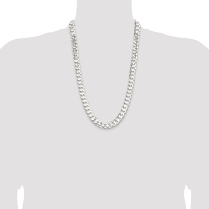 Sterling Silver 11.9mm Concave Beveled Curb Chain