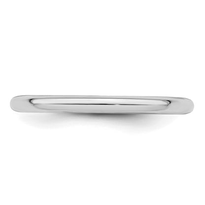 Sterling Silver Rhodium-plated 2mm Comfort Fit Size 10 Band