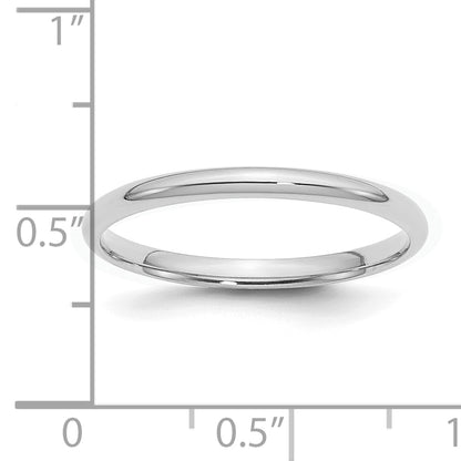 Sterling Silver Rhodium-plated 2mm Comfort Fit Size 7 Band