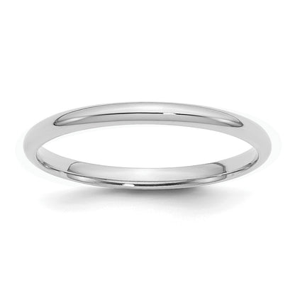 Sterling Silver Rhodium-plated 2mm Comfort Fit Size 7 Band