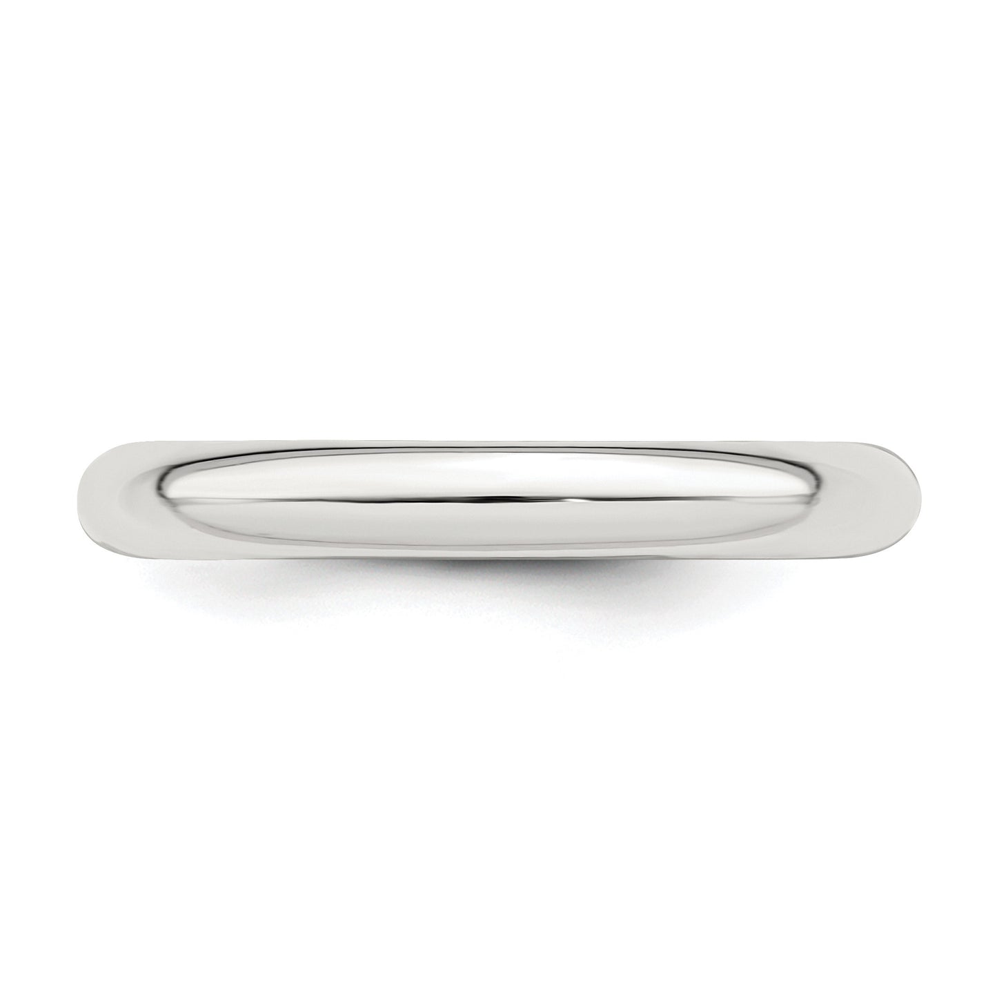 Sterling Silver Rhodium-plated 3mm Comfort Fit Size 6.5 Band