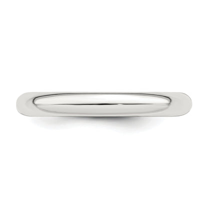 Sterling Silver Rhodium-plated 3mm Comfort Fit Size 10 Band