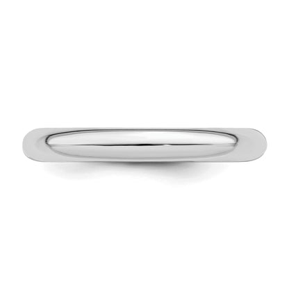 Sterling Silver Rhodium-plated 3mm Comfort Fit Size 8.5 Band