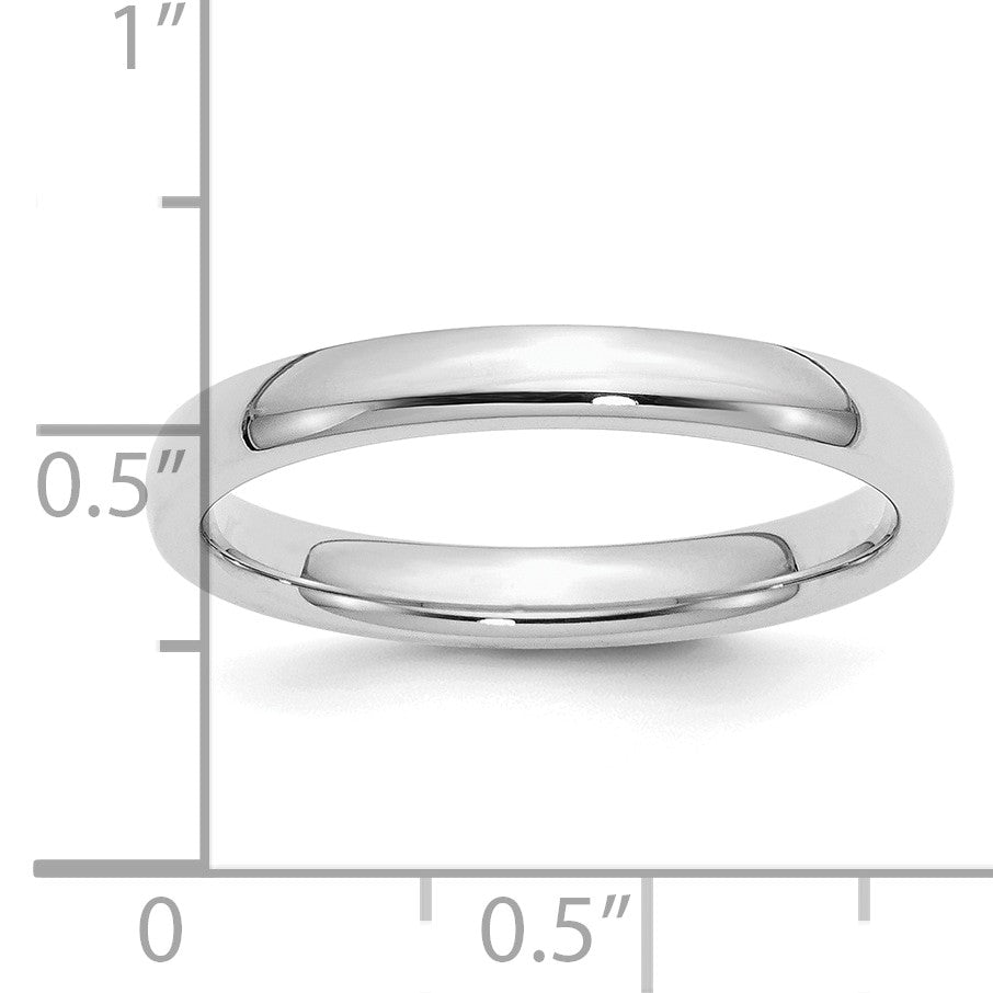 Sterling Silver Rhodium-plated 3mm Comfort Fit Size 7 Band