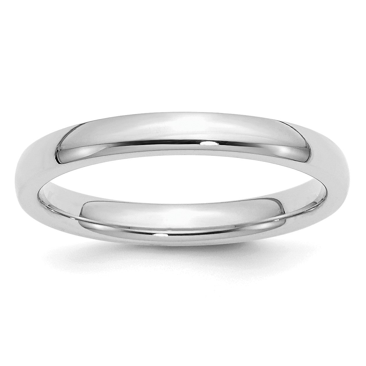 Sterling Silver Rhodium-plated 3mm Comfort Fit Size 7.5 Band