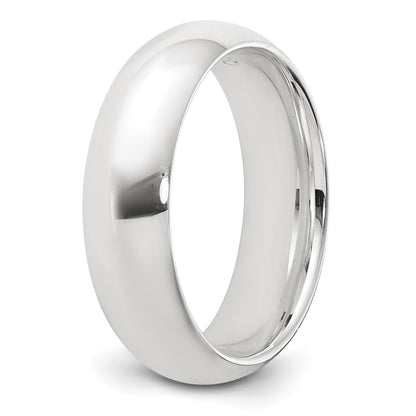 Sterling Silver Rhodium-plated 6mm Comfort Fit Size 7 Band