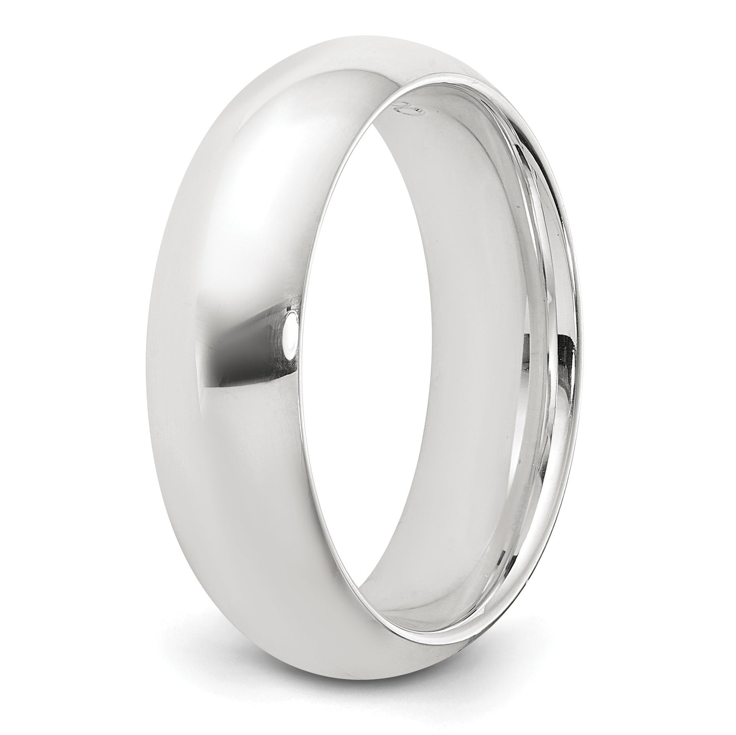 Sterling Silver Rhodium-plated 6mm Comfort Fit Size 10.5 Band