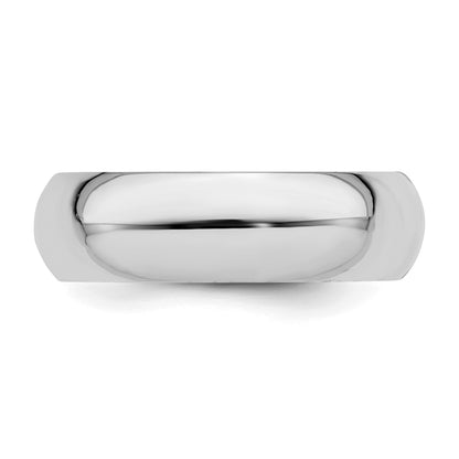 Sterling Silver Rhodium-plated 6mm Comfort Fit Size 8 Band
