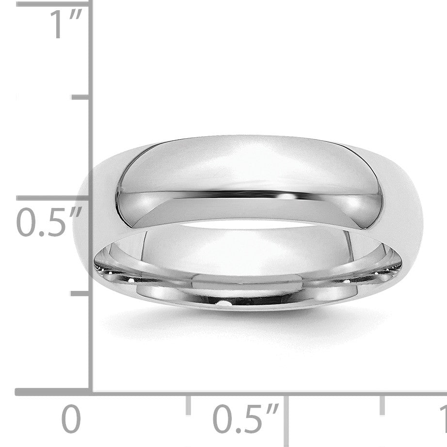 Sterling Silver Rhodium-plated 6mm Comfort Fit Size 13 Band