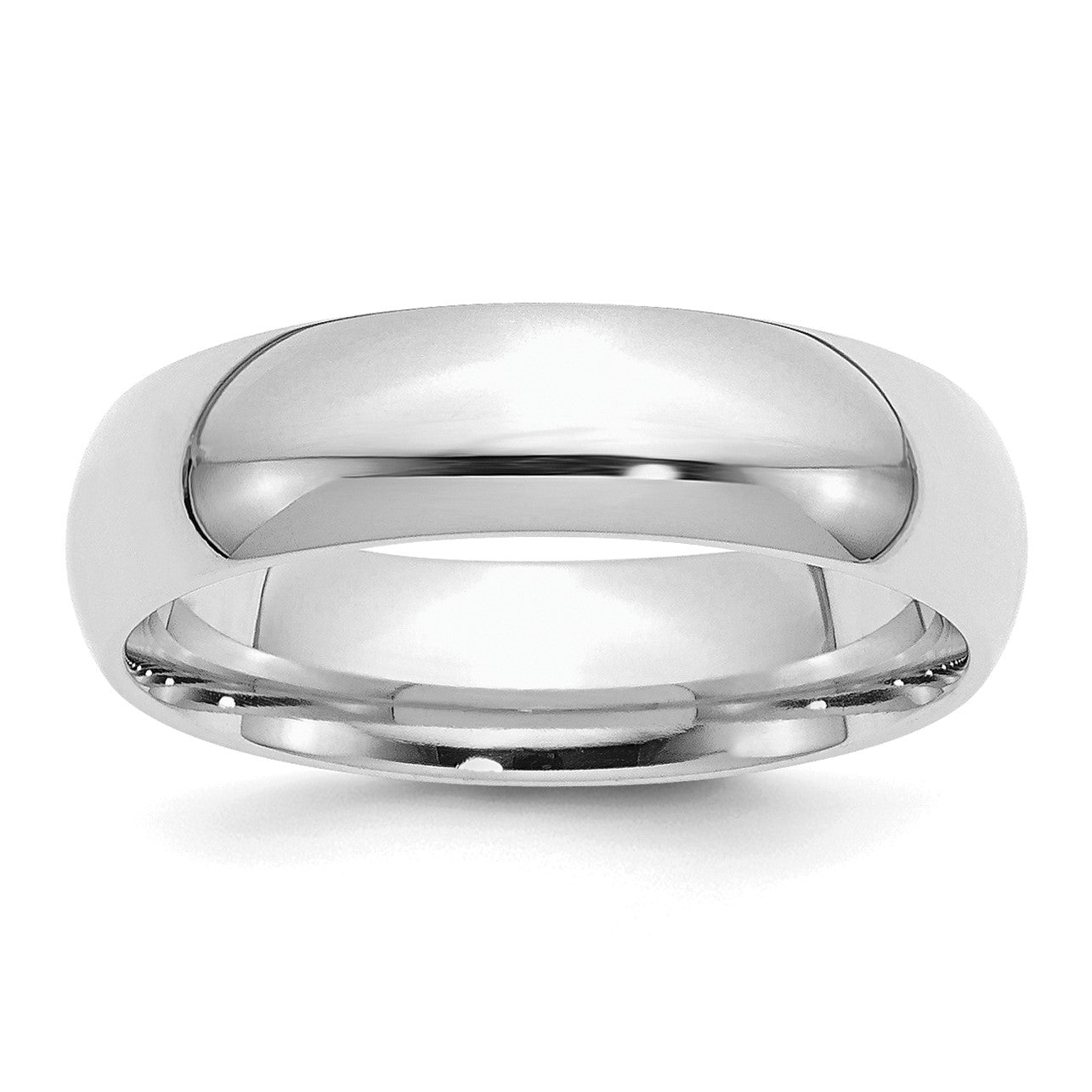 Sterling Silver Rhodium-plated 6mm Comfort Fit Size 9.5 Band