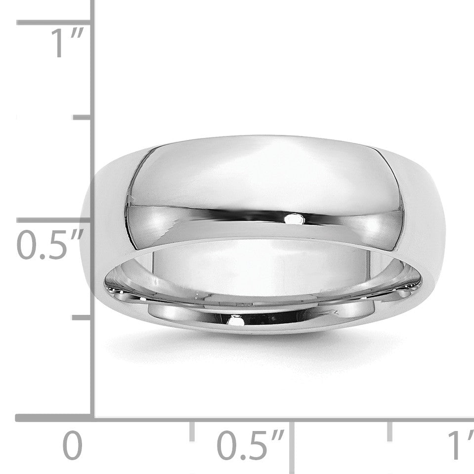 Sterling Silver Rhodium-plated 7mm Comfort Fit Size 7 Band