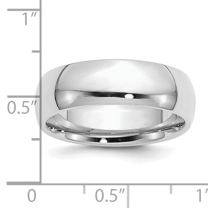 Sterling Silver Rhodium-plated 7mm Comfort Fit Size 7 Band