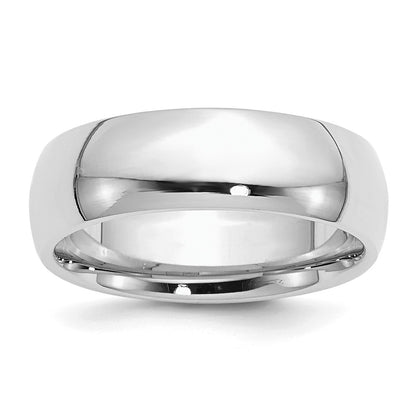 Sterling Silver Rhodium-plated 7mm Comfort Fit Size 7 Band